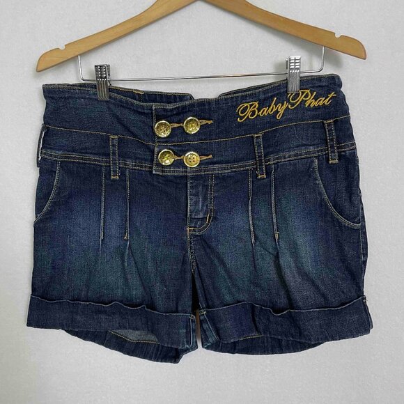 Baby Phat Pants - SALE! BABY PHAT Y2K Dark Denim Cuffed Shorts Size 13 Juniors